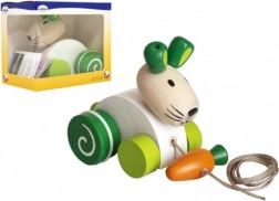 Drveni zeko na povlačenje s mrkvom za prve korake