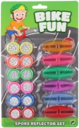 Šareni plastični dodaci za bicikl – set reflektora i ukrasnih kotačića
