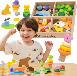 Viga drvene šarene kocke šumske priče, 58 dijelova