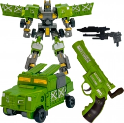 Woopie zeleni transformirajući borbeni robot 3u1 s vozilom i izbacivačem pjenastih strelica
