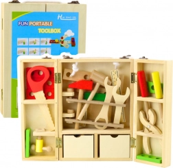 Drvena kutija s alatom za malog majstora u kovčegu, 35 dijelova
