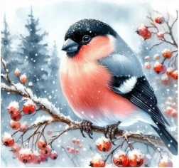 Dijamantna mozaika Ptice Zima - Kreativno heklanje 30x40 cm