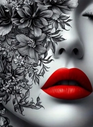 Dijamantno slikanje žena s crvenim usnama 30 × 40 cm