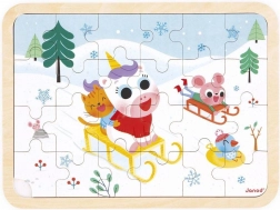 Janod drvene puzzle s traženjem razlika – sanjkanje, 24 dijelova