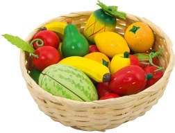 Drveno voće u košarici – set 23 kom