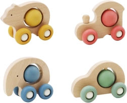 Drveni auto životinjica s kuglicom