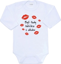 Dječji bodi s printom New Baby Bili su tu baka i djed, dugi rukav