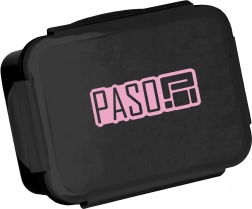 Lunch box PASO Basic 650 ml, crni s ružičastim logotipom