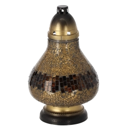 Glass Lantern Stained Glass Carafe Gold 37 cm, burn time up to 50 hours