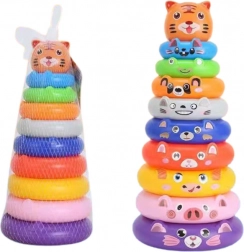 Šarena slagalica piramida s prstenovima i naljepnicama životinja tigar