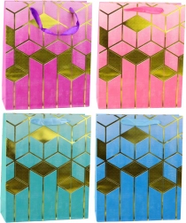 Poklon-vrećica s geometrijskim zlatnim uzorkom 32 × 26 × 12 cm