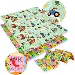 Dvostrana sklopiva pjenasta podloga HUMBI 180 × 200 cm – njemačka abeceda i selo