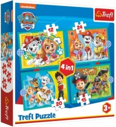 Puzzle 4u1 Psići u ophodnji – vesela ekipa 3+ TREFL