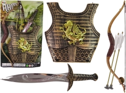 Dječji samurajski kostim sa zlatnim oklopom, lukom i mačem