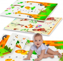 Sklopiva obostrana dječja XPE podloga HUMBI 120 × 180 × 0,8 cm – životinje i žirafe s mjerkom