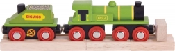 Bigjigs Rail zelena lokomotiva s tenderom i tračnicama