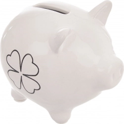 Keramička kasica-prasica s motivom djeteline 10 cm