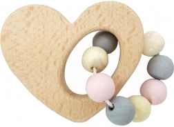 Hess drveno zvečkalo srce u ružičastoj boji