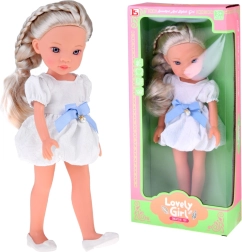 Lovely Girl modna lutka u bijeloj haljini s plavom mašnom 33 cm