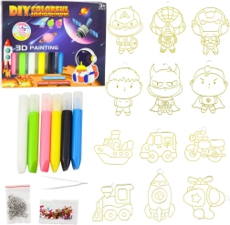 Kreativni set za 3D slikanje svemira – 6 boja i 12 privjesaka