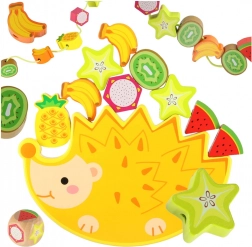 Montessori balansirajuća drvena igra jež s nizanjem voćnih kocaka