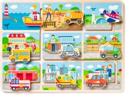 Drvena slagalica s temom prijevoza