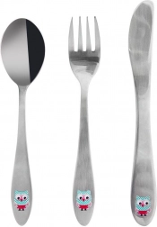 Dječji pribor od nehrđajućeg čelika s motivom sove, 3 kom