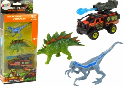 Set dinosaura s terenskim vozilom i raketnim bacačem – plava