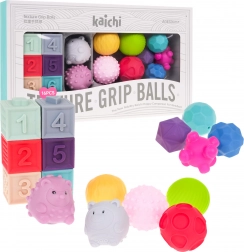 Senzorički set od pjene za djecu 6m+ – loptice, kocke i životinjice, 16 kom