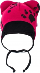bebi kapica od pamuka s ušima New Baby Paw tamnoružičasta