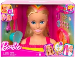 Barbie glava za stiliziranje s neonskom duginom plavom kosom