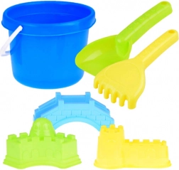 Plažni set za pijesak s kantom, lopaticom, grabljicama i kalupima