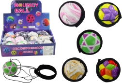 Šareni loptica s gumom i trakom 6 cm