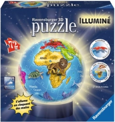 Ravensburger 3D Svjetleća puzzle kugla Globus 72 dijelova