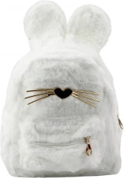 Dječji ruksak bijeli s ušima zeca i ukrasnim brkovima