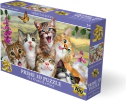 3D puzzle Nasmiješene mačke, 100 dijelova