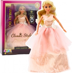 Lutka Anlily puderasto večernja haljina, pokretni udovi, plava kosa