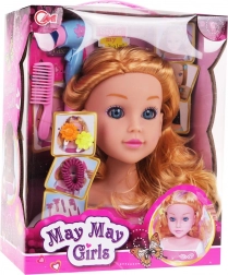 Styling glava s plavom kosom i dodatnom opremom