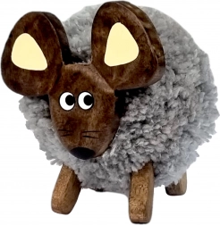 Drvena dekorativna miška s tekstilnim krznom