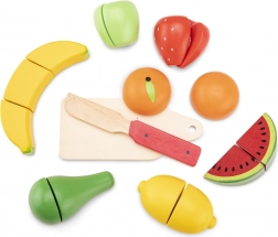 Drveni set za rezanje voća u košarici