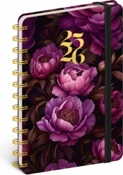 Spiralni 18-mjesečni planer Petito – Ljubičasti cvjetovi 2025/2026