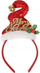 Božićni obruč za kosu s kapicom i zvončićem Merry Christmas