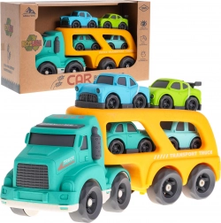 Interaktivni tegljač s platformom i 4 autića od bioplastike za djecu od 18 mjeseci – Žuta