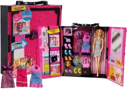 moderna ormarić-kutija za lutke ružičasti kofer s kompletom dodataka