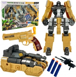 Woopie 3u1 transformirajući robot, tenk i pištolj za pjenaste strelice – smeđi