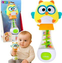 Zvečkalo za bebe sova s ​​šarenim kuglicama 17 cm