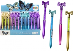 Kuglična olovka s mašnicom i kristalićima, plava patrona 0,7 mm