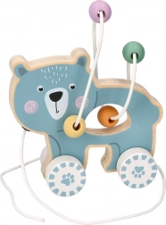 Drvena igračka na povlačenje s kuglicama - Medvjedić