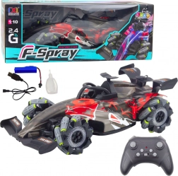 RC trkaći automobil 1:10 s LED svjetlima, vodenom parom i 2,4 GHz – crveni