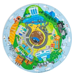 Kružni drveni puzzle Reci(k)laža – BIGJIGS TOYS